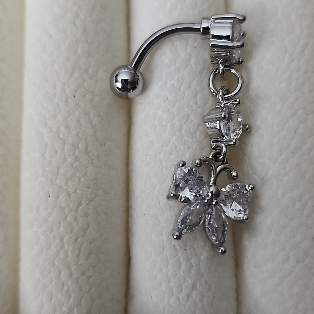 BUTTERFLY BELLY BUTTON RING Multi GEMS - Picture 2 of 3